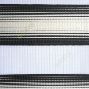 Black cream color horizontal stripes textured finished background with transparent net fabric zebra blind